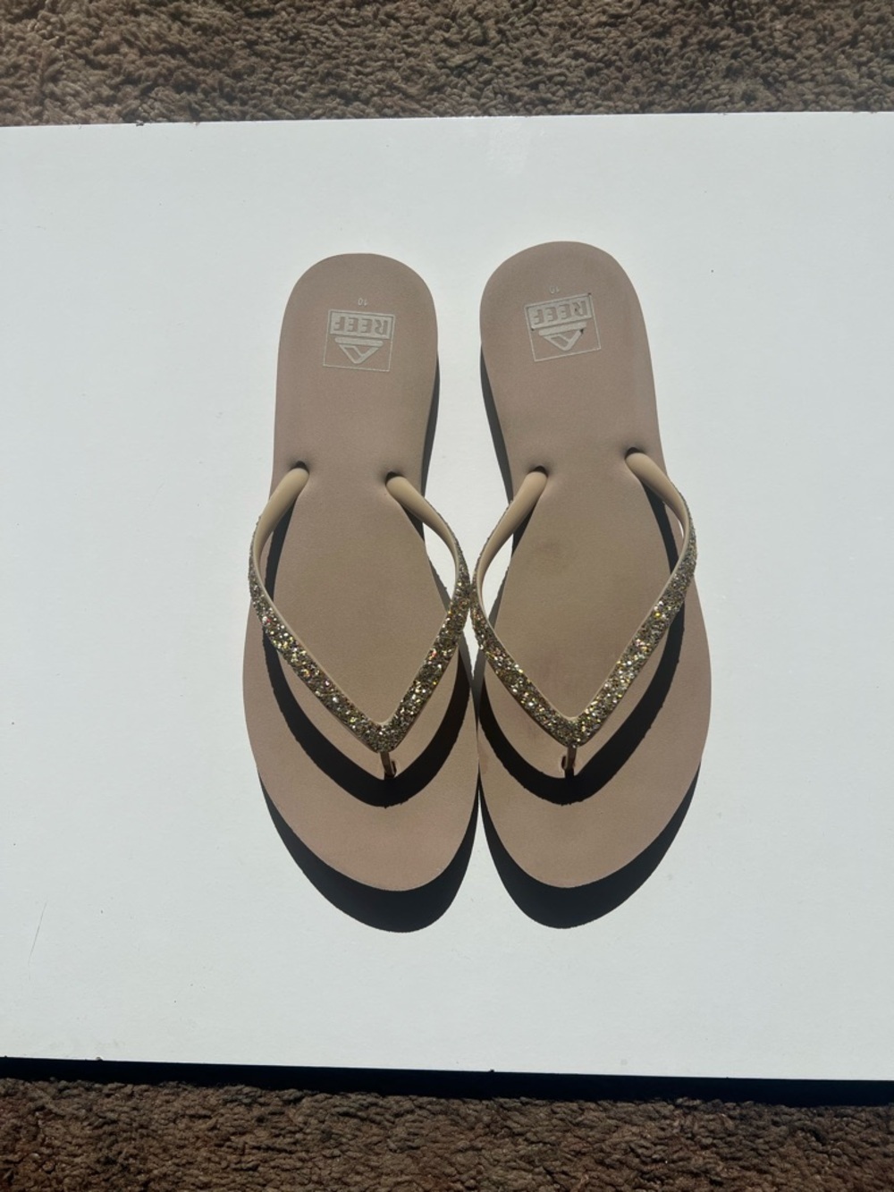 Reef Women's Glitter Strap Sandals - Beige and Gold